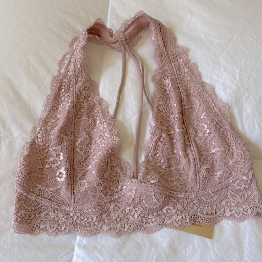 NWT American Rag Mauve Halter Lace Bra Top - SM